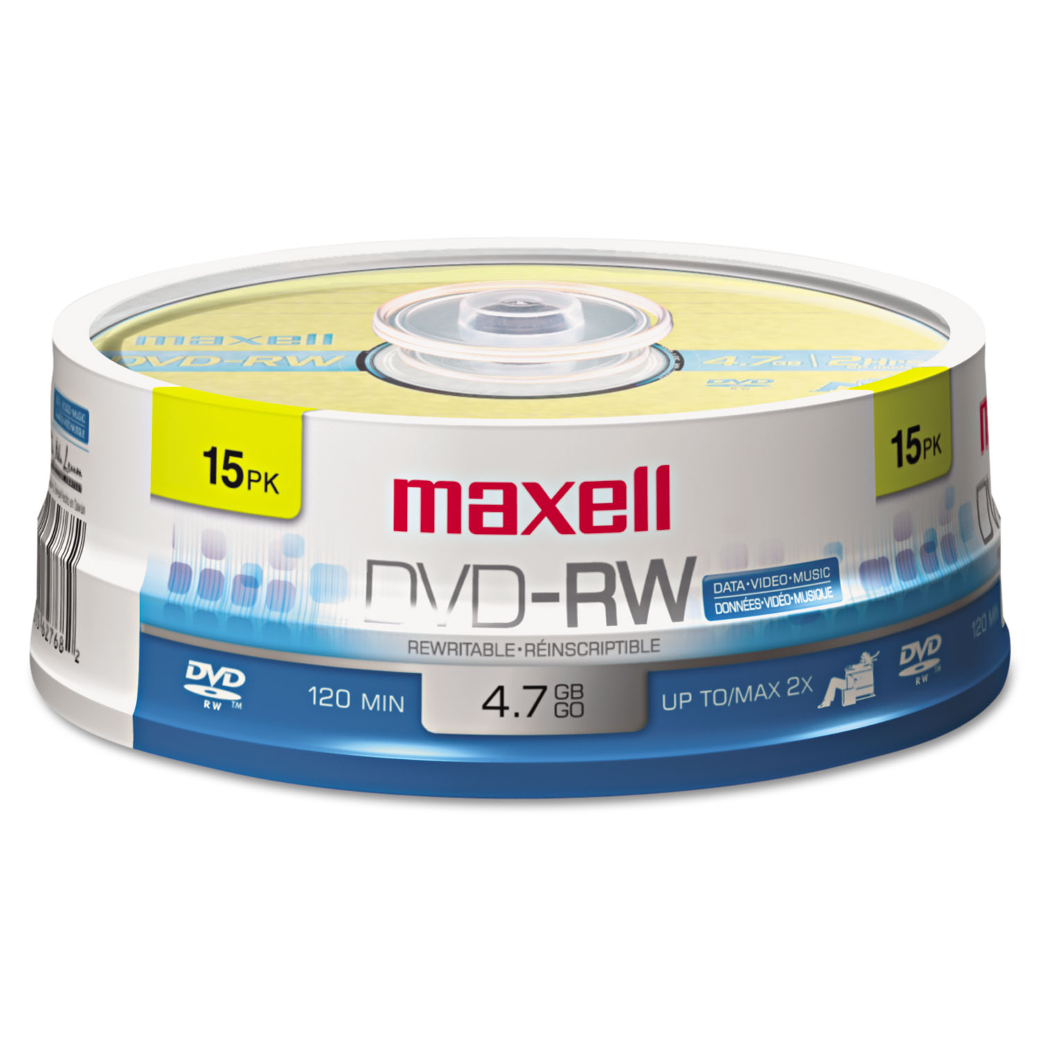 CD-α717D Extra Maxell DVD-RW Rewritable Disc, 4.7 GB, 2x, Spindle, Gold, 15/Pack