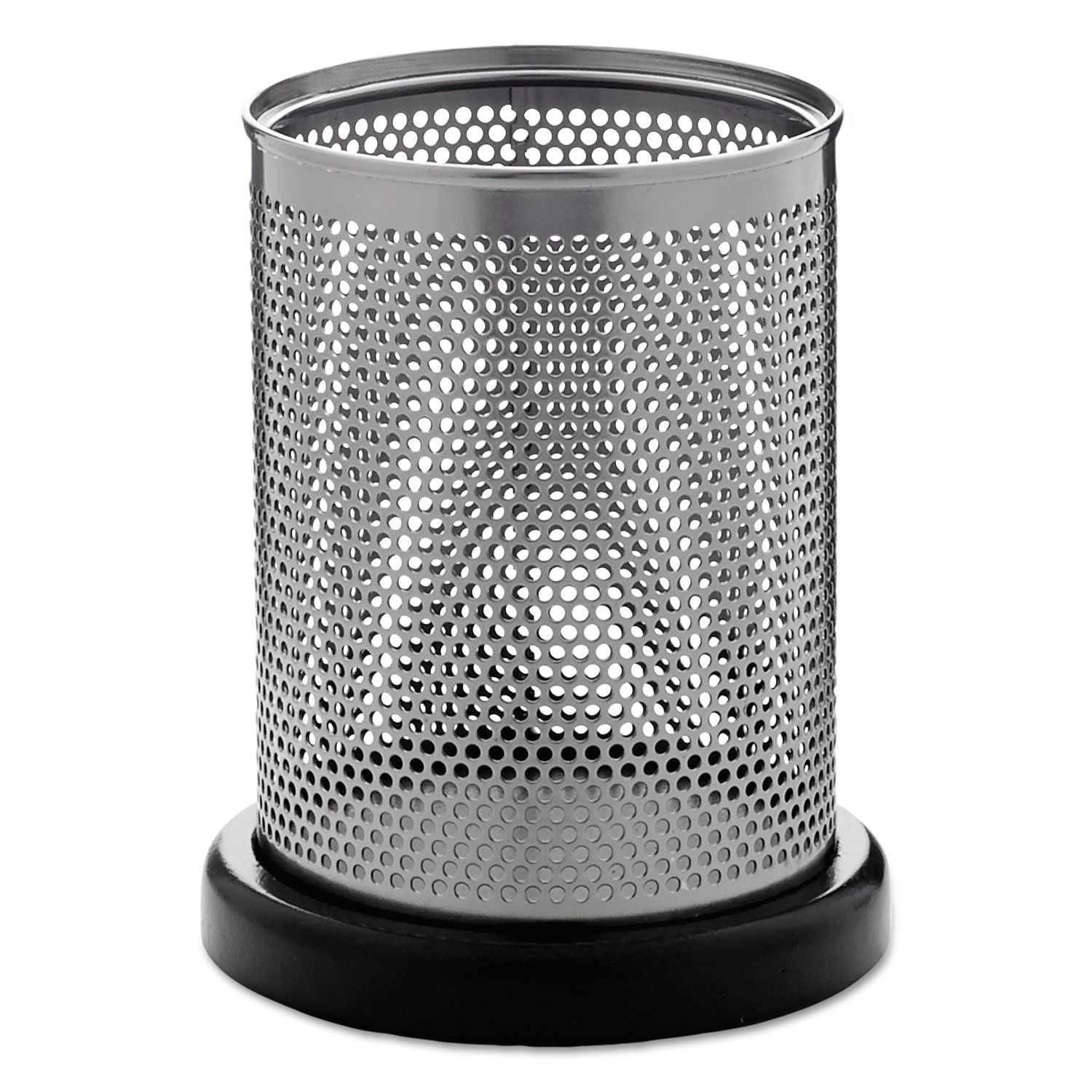 Rolodex Distinctions Pencil Cup, 3 1/2 dia. x 4 1/2, Metal/Black