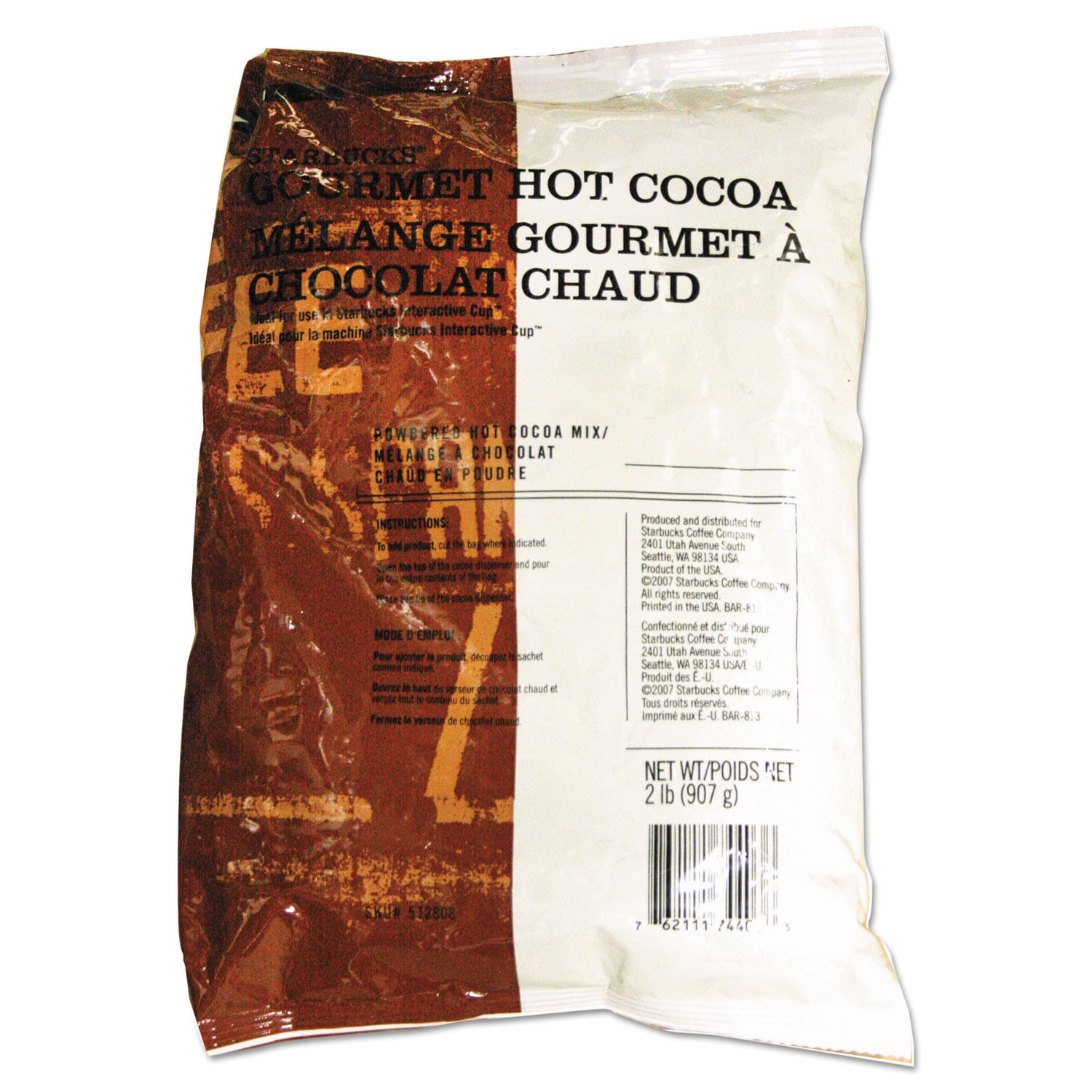 Starbucks Gourmet Hot Cocoa, 2 lb Bag, 6/Carton (512808
