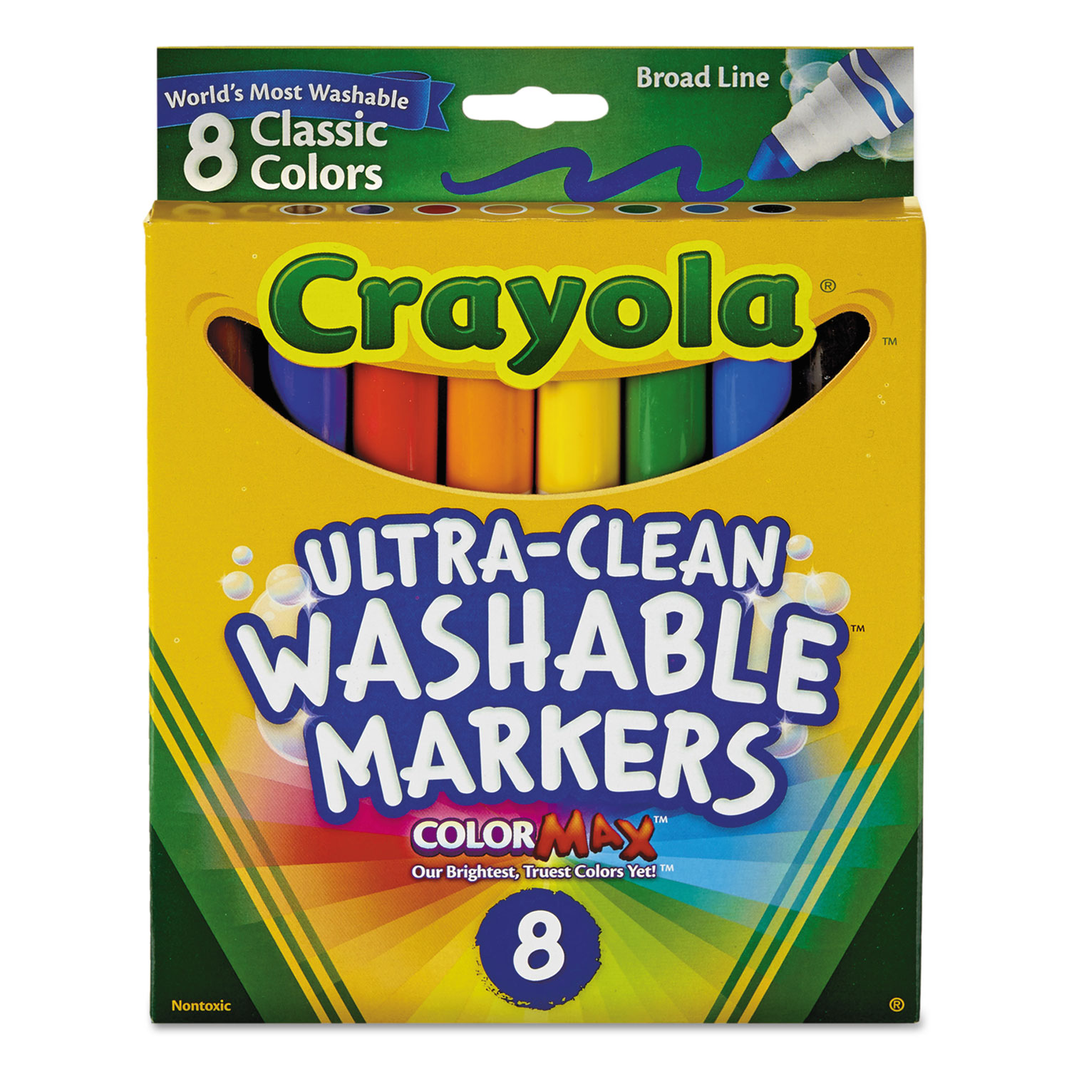 Crayola Ultra-Clean Washable Markers, Broad Bullet Tip, Classic