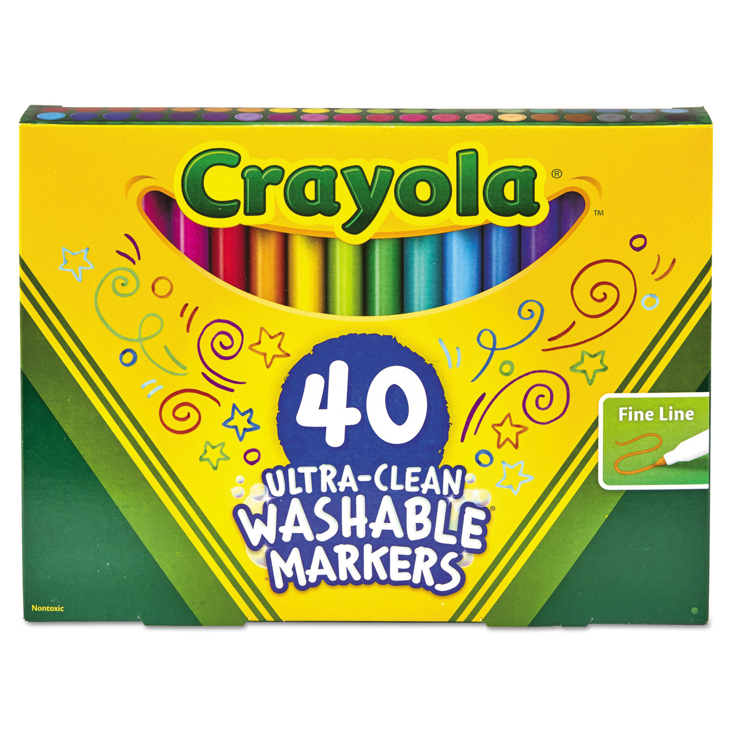 Crayola Ultra-Clean Washable Markers, Fine Bullet Tip, Classic