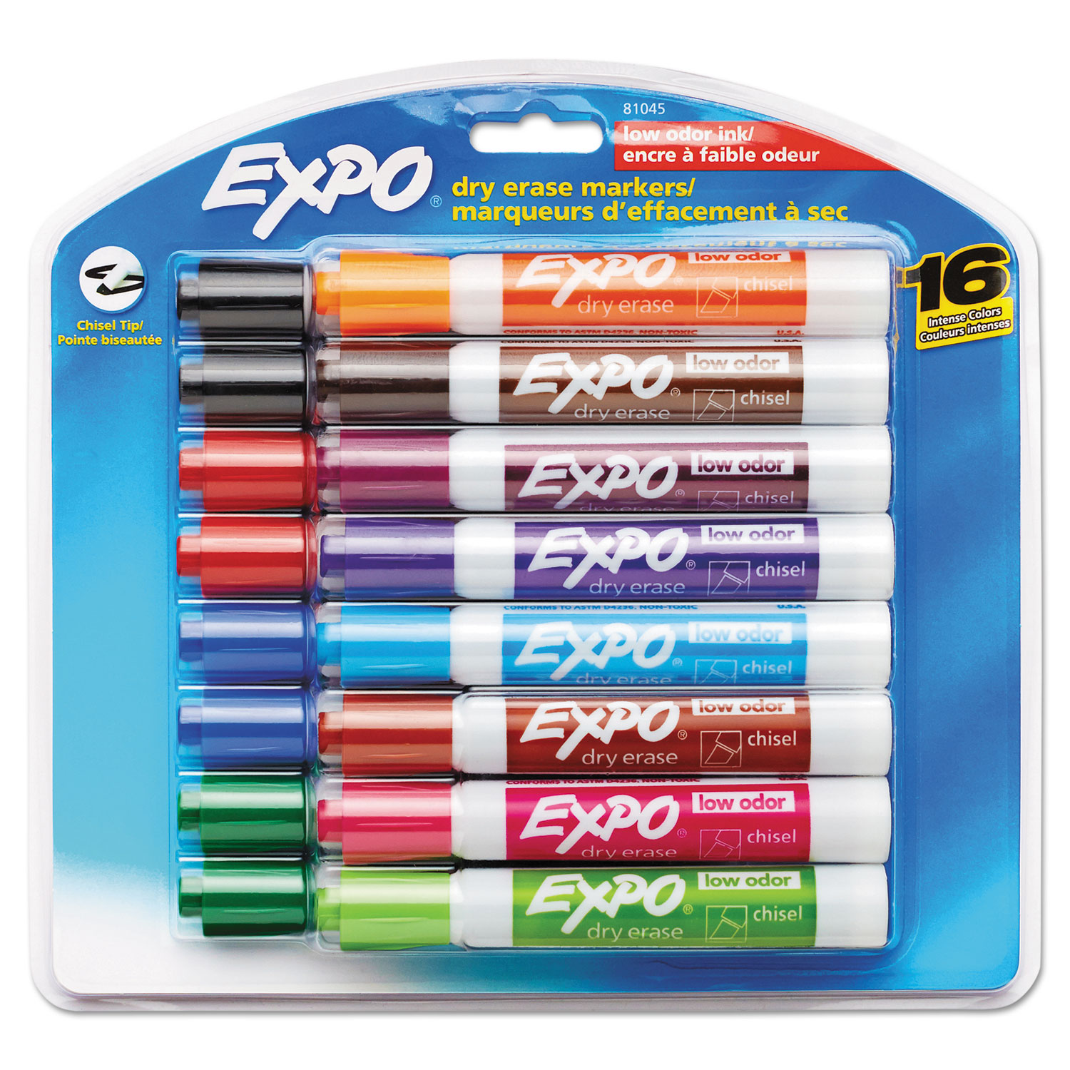 EXPO Low Odor Dry Erase Markers - 14-Pack Black Chisel Tip Markers For Whiteboards