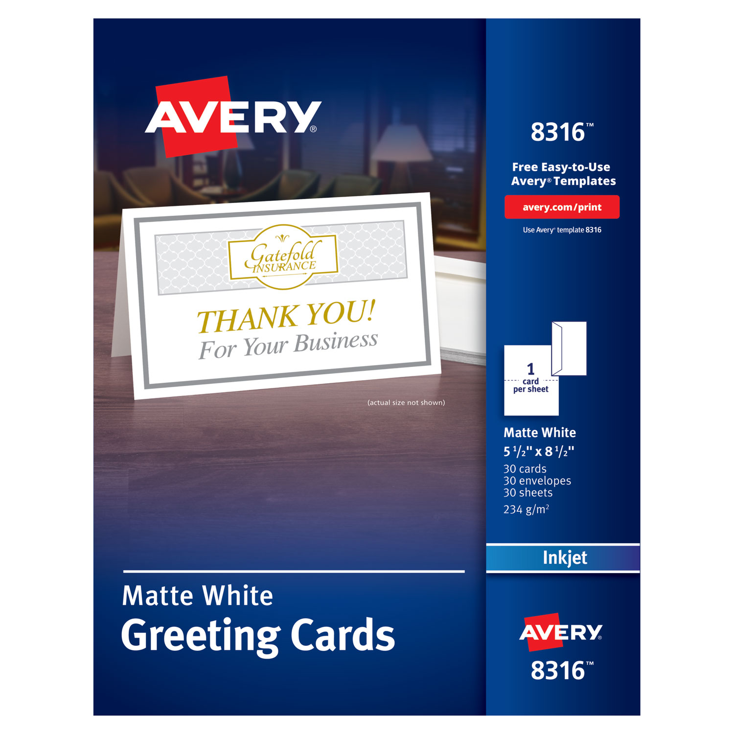 avery-half-fold-greeting-cards-with-matching-envelopes-inkjet-85-lb-5-5-x-8-5-matte-white-1-card-sheet-30-sheets-box-8316-officecrave-com