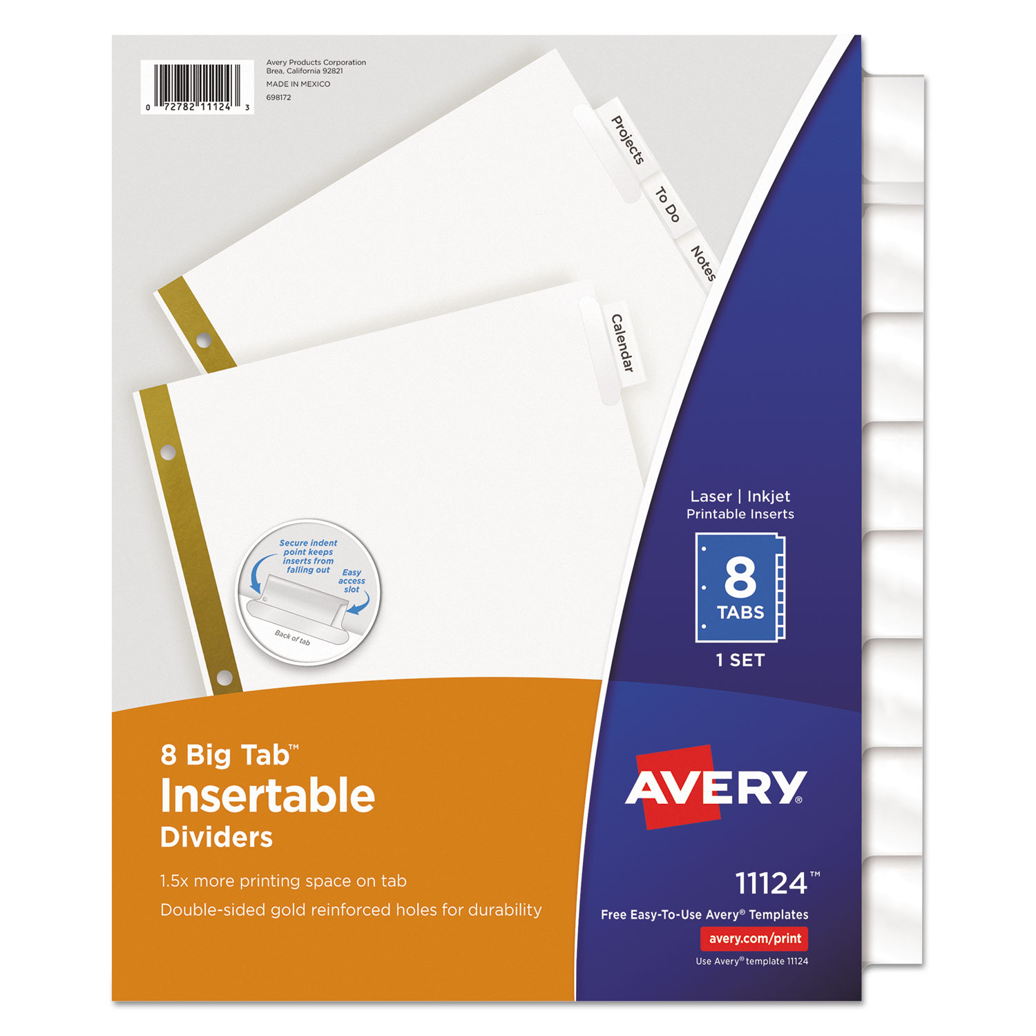 Avery Insertable Big Tab Dividers, 8Tab, Letter (11124)