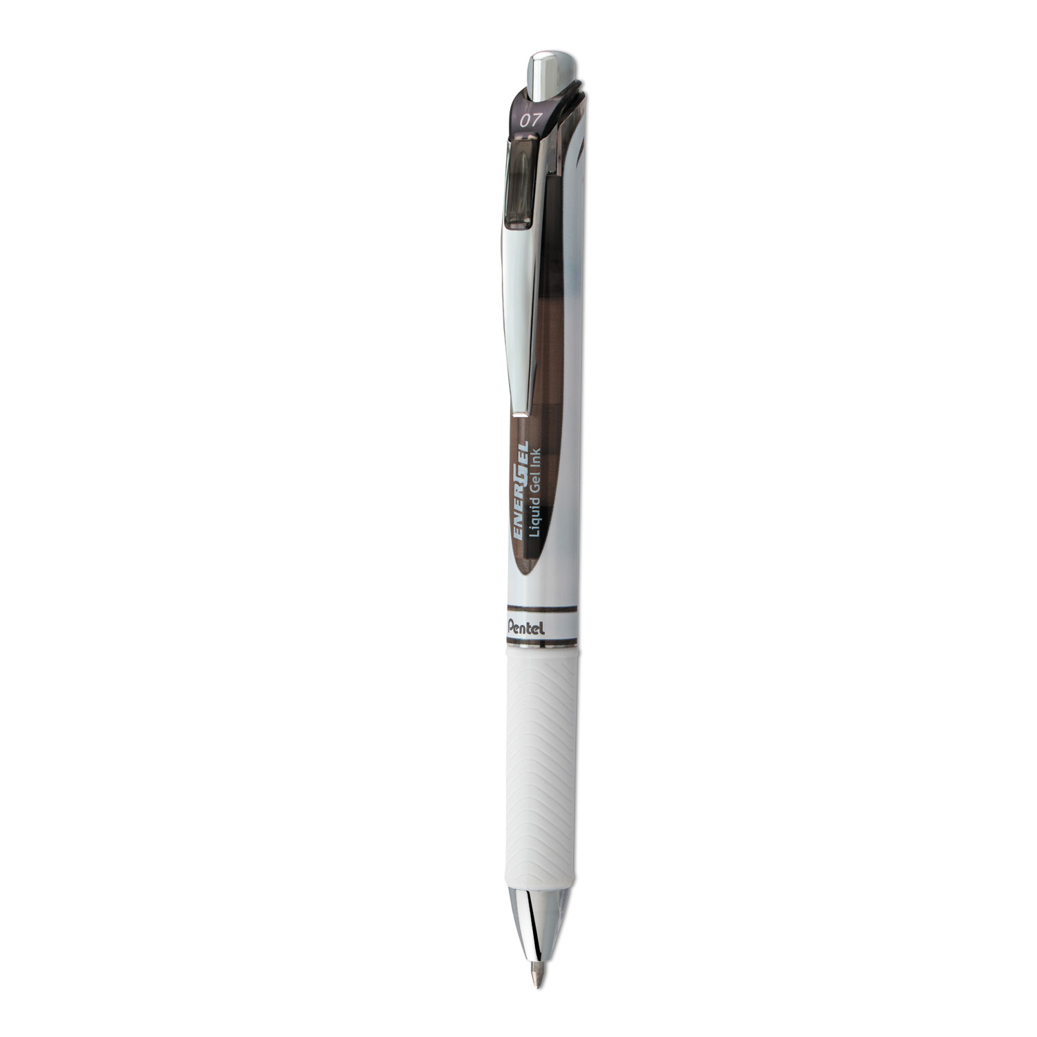 Pentel EnerGel RTX Retractable Gel Pen, Black Ink, White