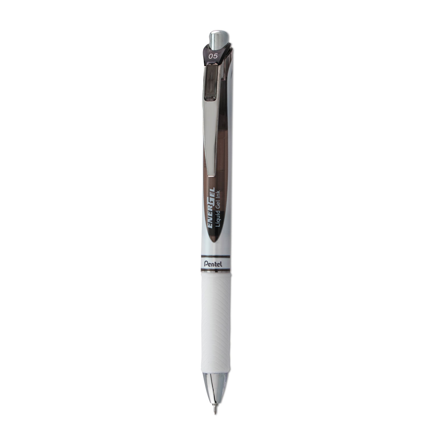 Pentel EnerGel RTX Retractable Gel Pen, 0.5mm, Black Ink, White