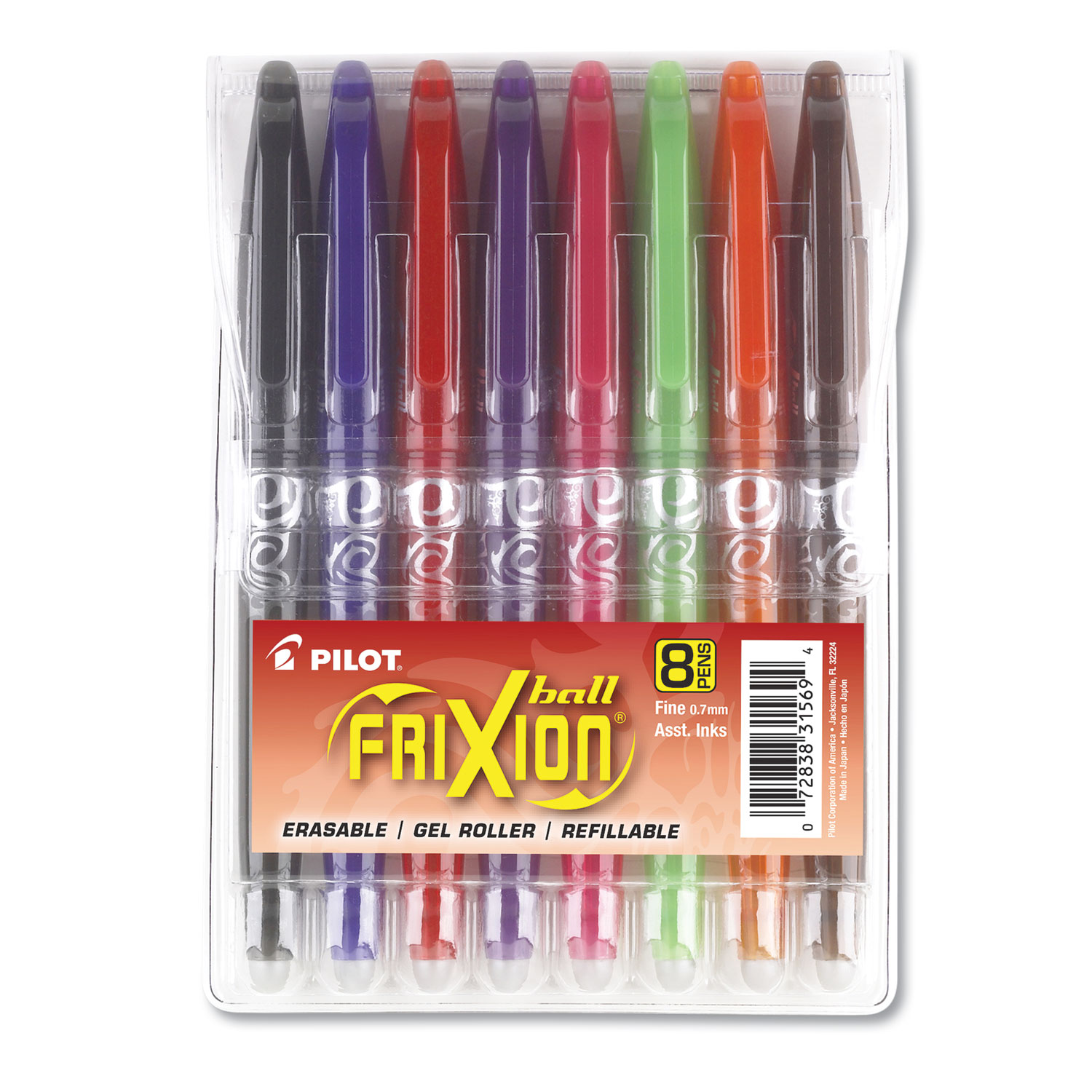Pilot FriXion Ball Erasable Gel Pen – Fine Point 0.7mm, Black Ink, Single (31550)