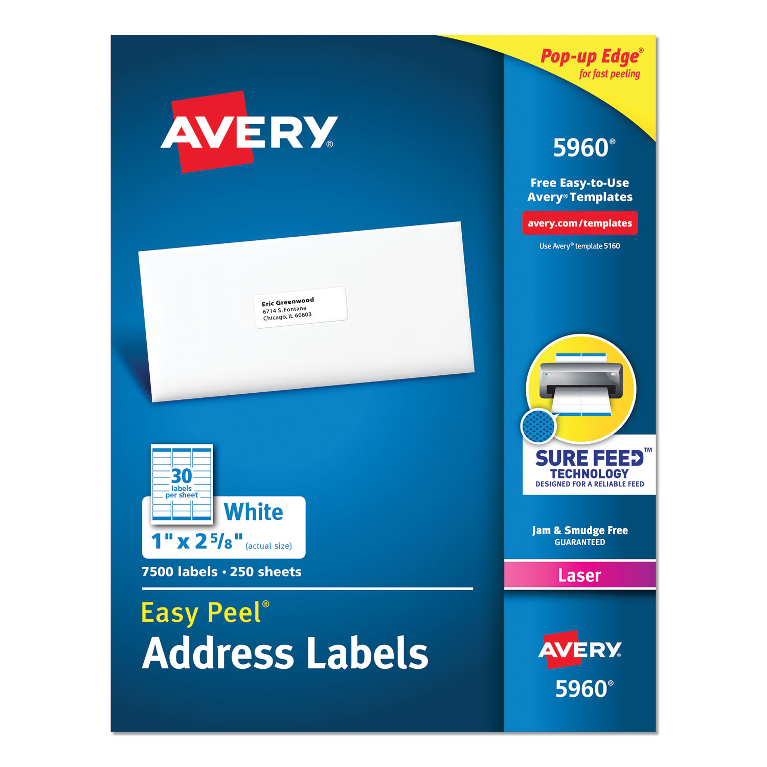 Avery L7163-250 Labels, 99.1 X 38.1 Mm 14 Labels Per Sheet, 3500