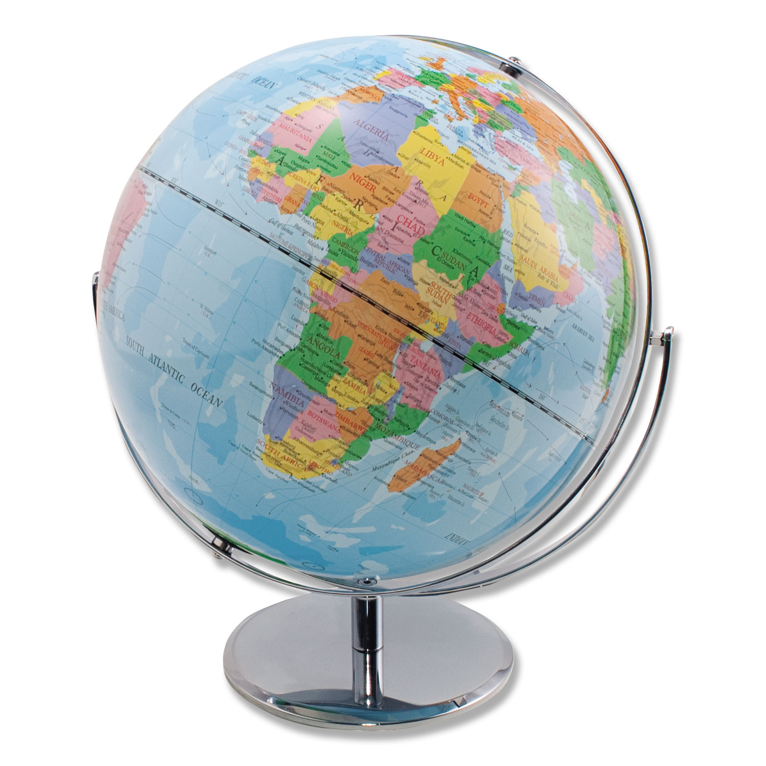 Advantus 12-Inch Globe with Blue Oceans, Silver-Toned Metal