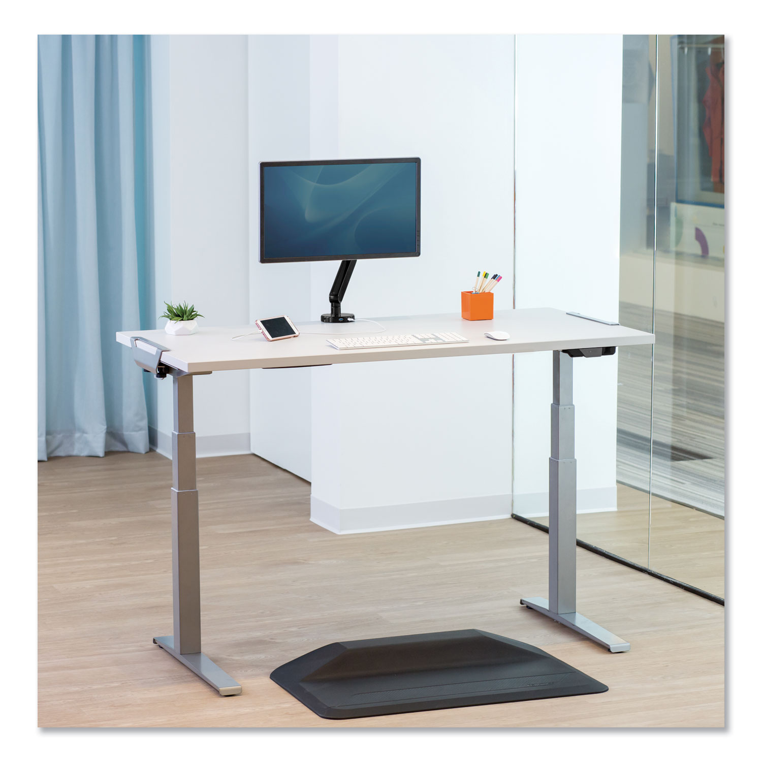 Fellowes Levado Height Adjustable Desk Base (Base Only), 72w x 48d x 47.2h, Silver (9650701