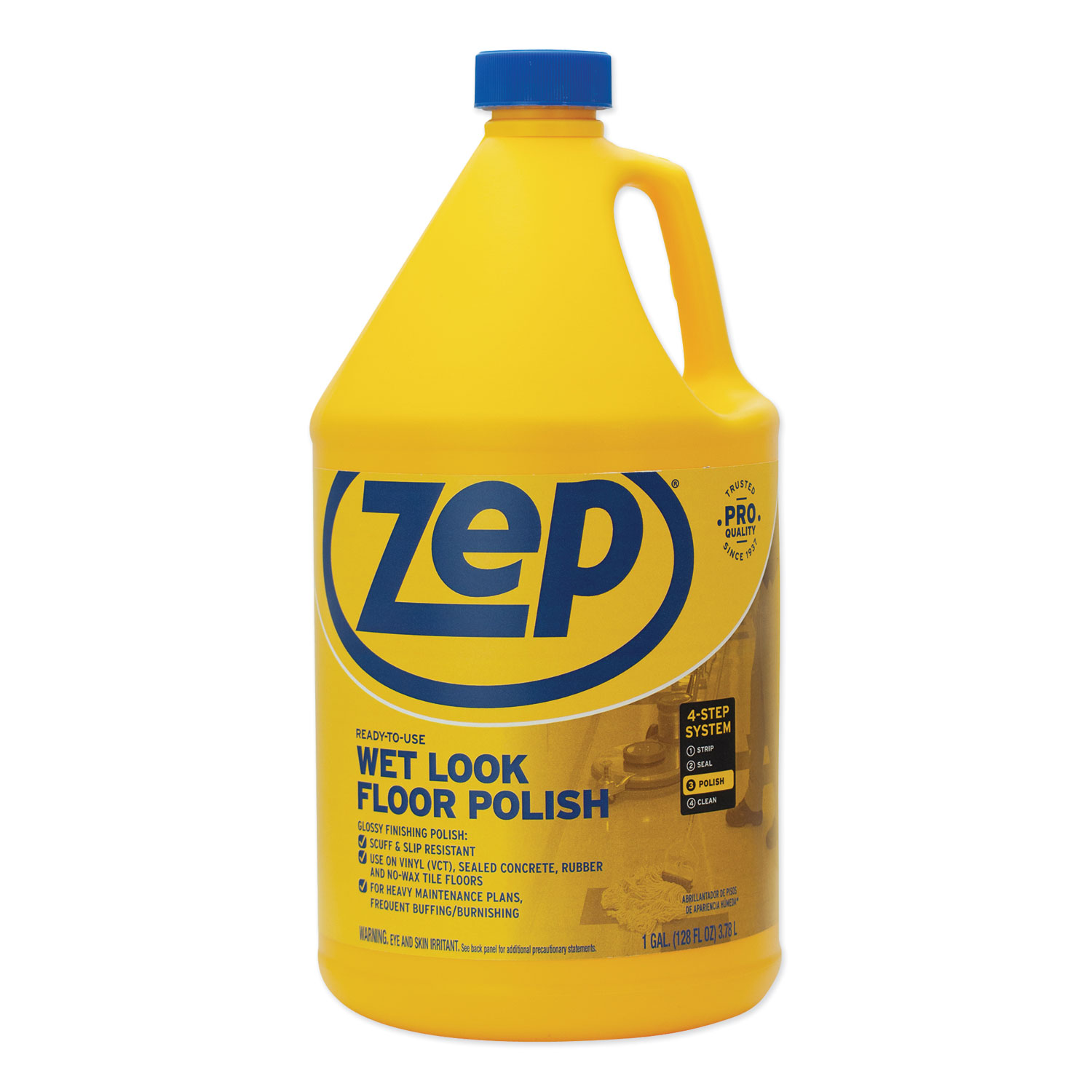Zep Wet Look Floor Polish, 1 gal Bottle (ZUWLFF128EA