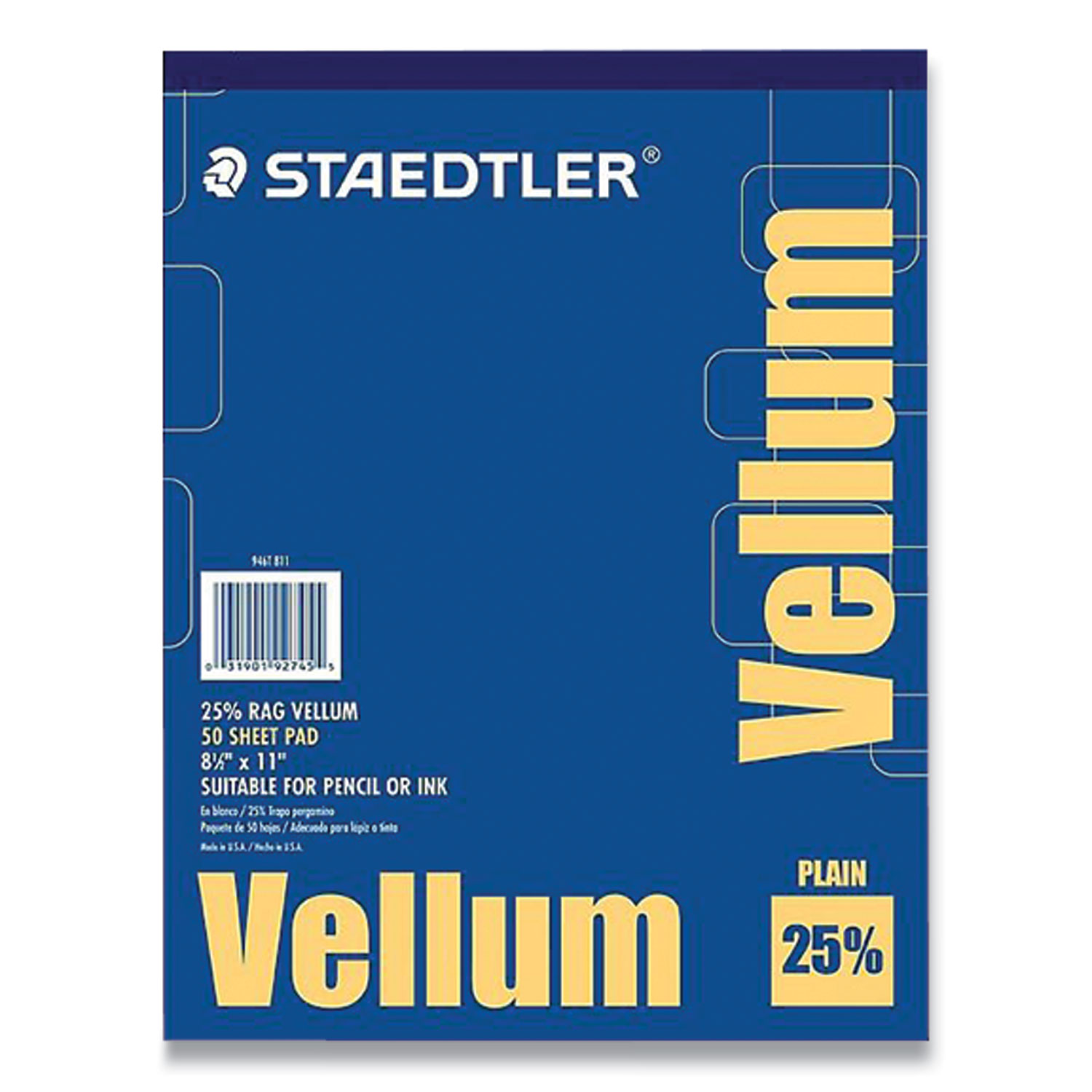 Staedtler Vellum Tracing Paper, 8.5 x 11, White, 50/Pad (484830, Vellum