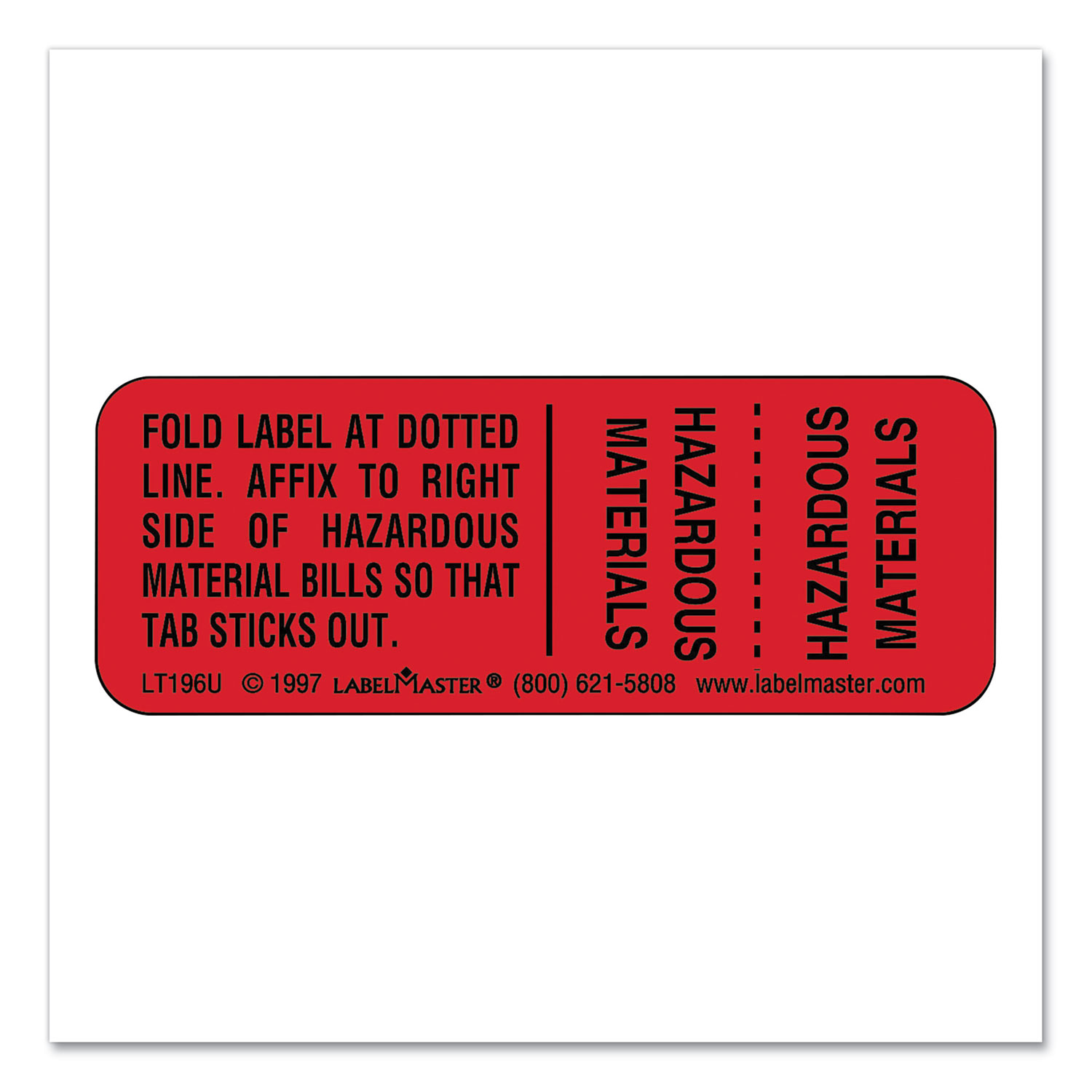 LabelMaster Hazmat Shipping Paper Tab Labels, HAZARDOUS MATERIALS, 2 x