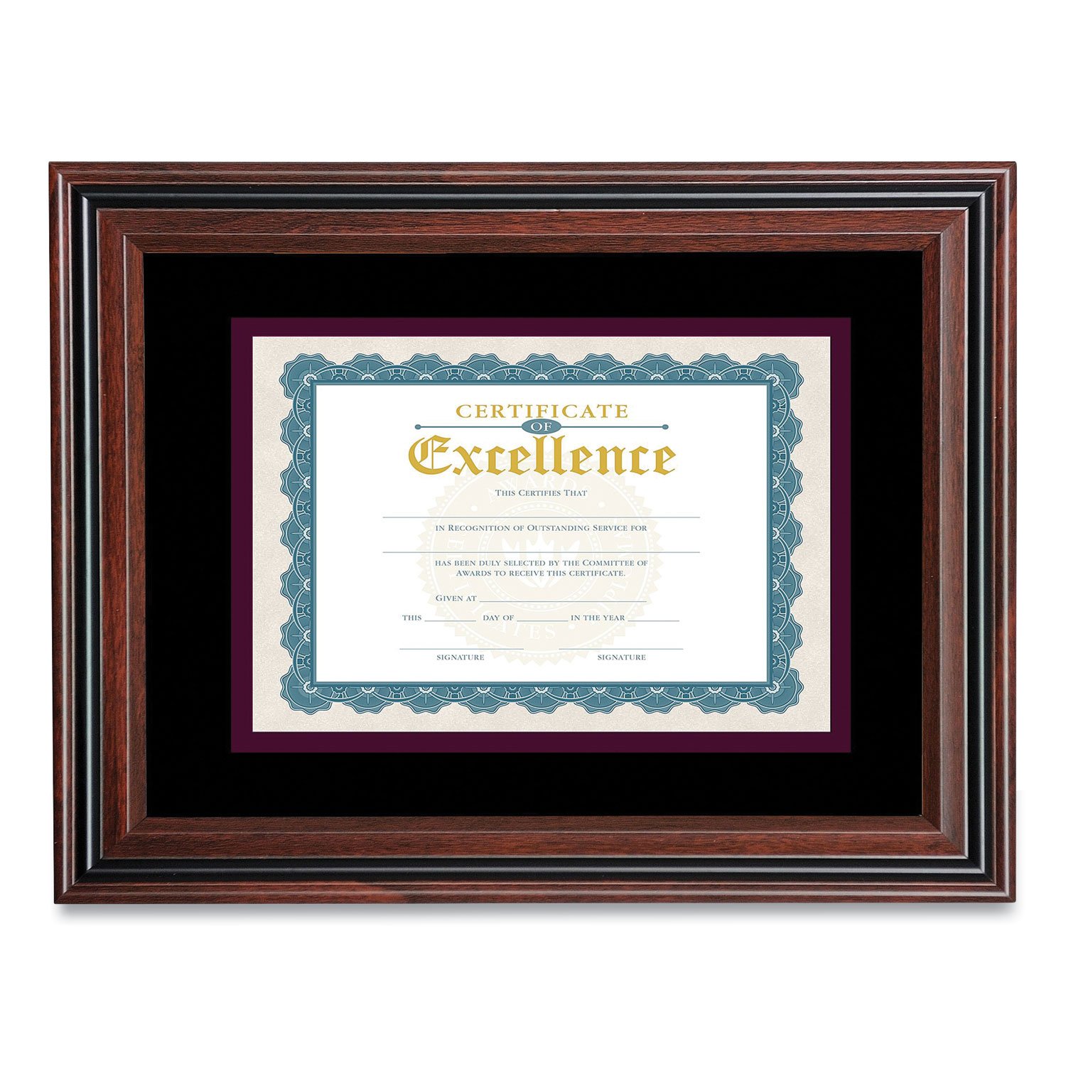 Victory Light Document Frame with Mat, 11 x 14, Rosewood