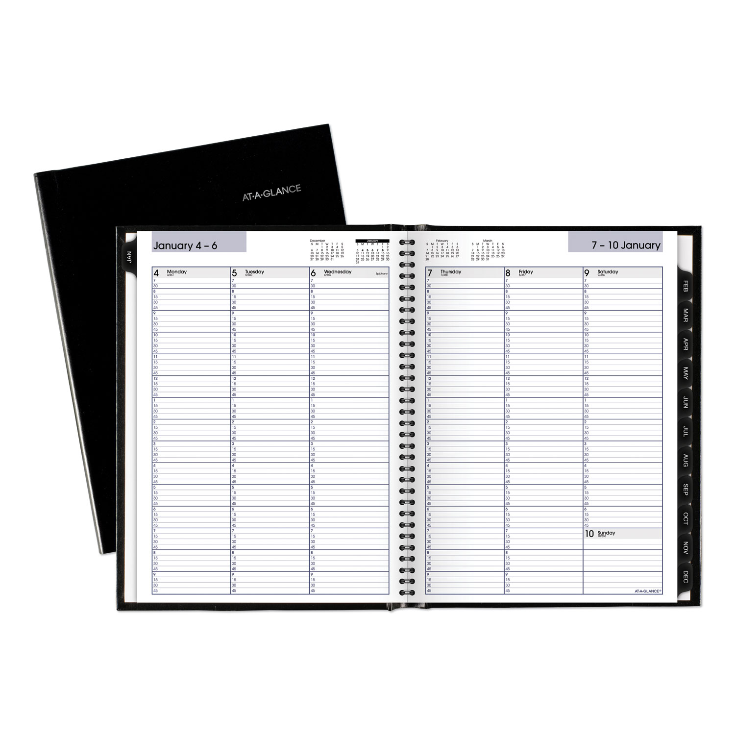 DayMinder 2024 Daily Calendar Planner, Wire Bound, 8x5, Black Cover, Bundle Of 10 - View #4
