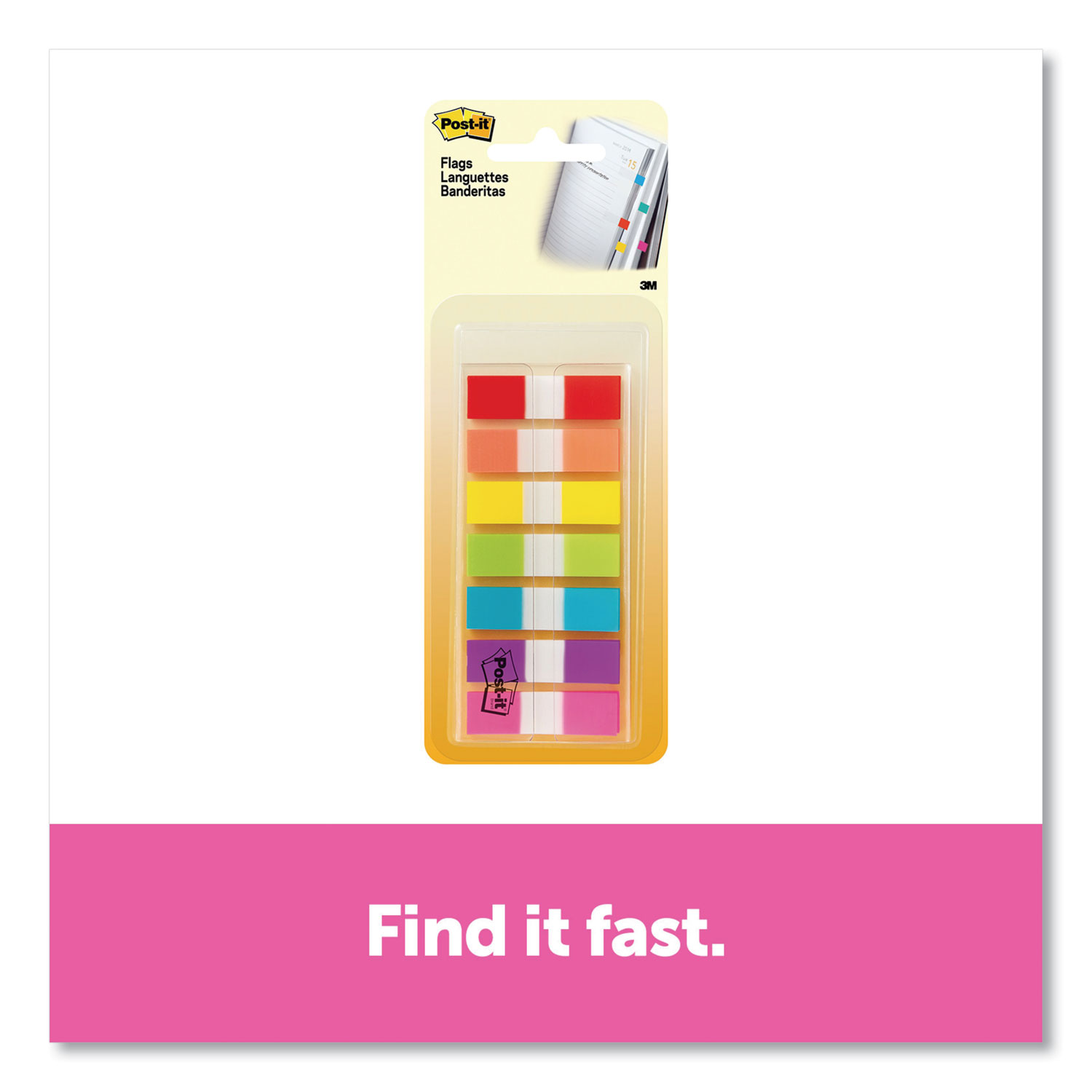 Postit Small Flags, Seven Assorted Colors, 190 Flags (2676586