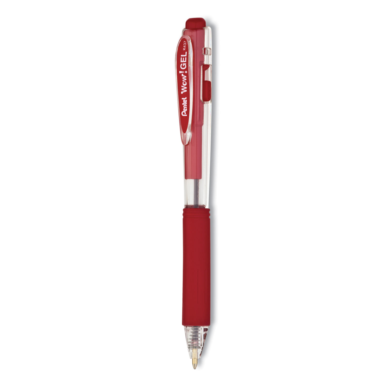 thumbnail image 2 of Pentel® WOW! Retractable Gel Pen, .7mm, Trans Barrel, Red Ink Dozen 11476526 2 of 13