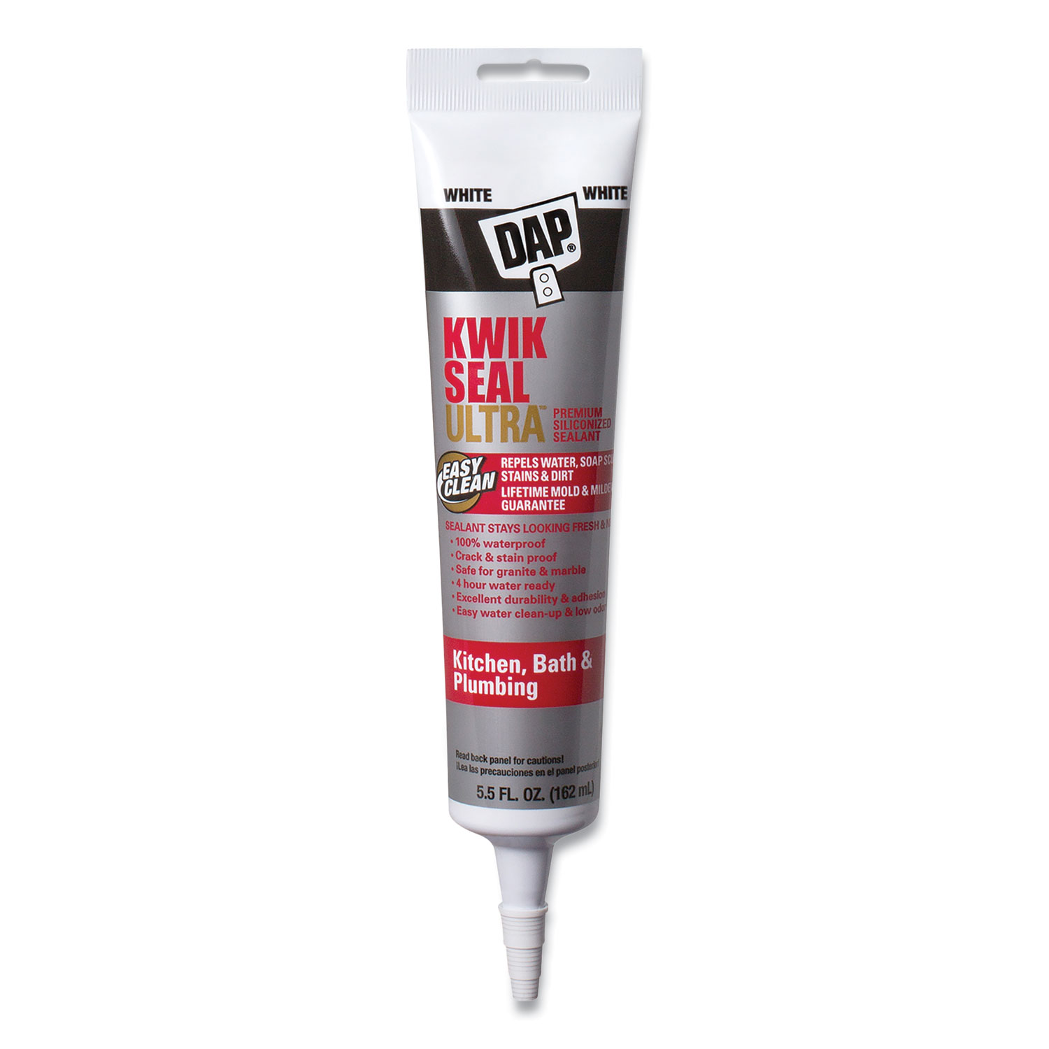 DAP KWIK SEAL ULTRA Premium Siliconized Sealant, 5.5 oz Tube, Gloss