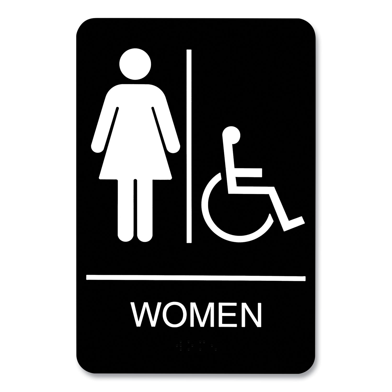 Womens Wheelchair Accessible Restroom Sign With Direction