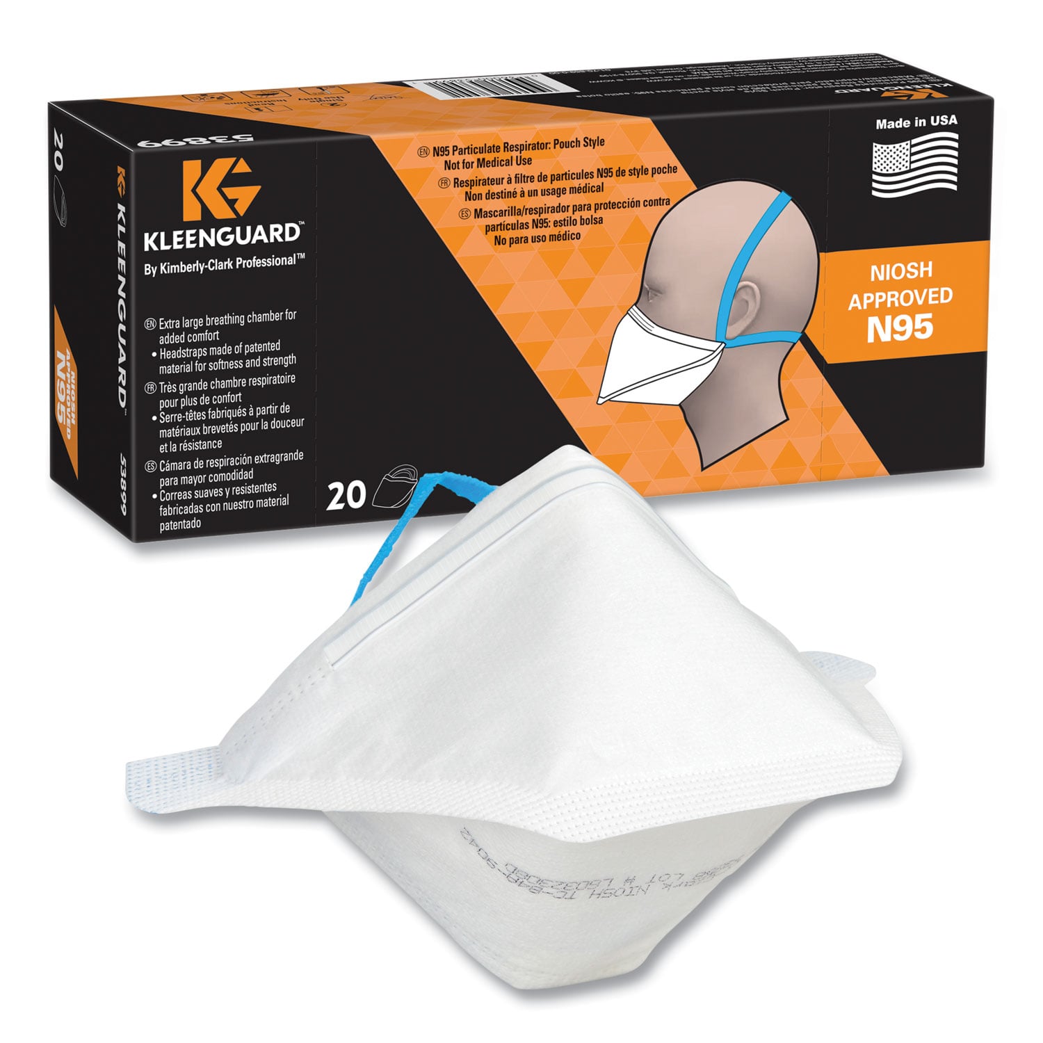 KleenGuard N95 Respirator, Regular Size, 20/Box (53899