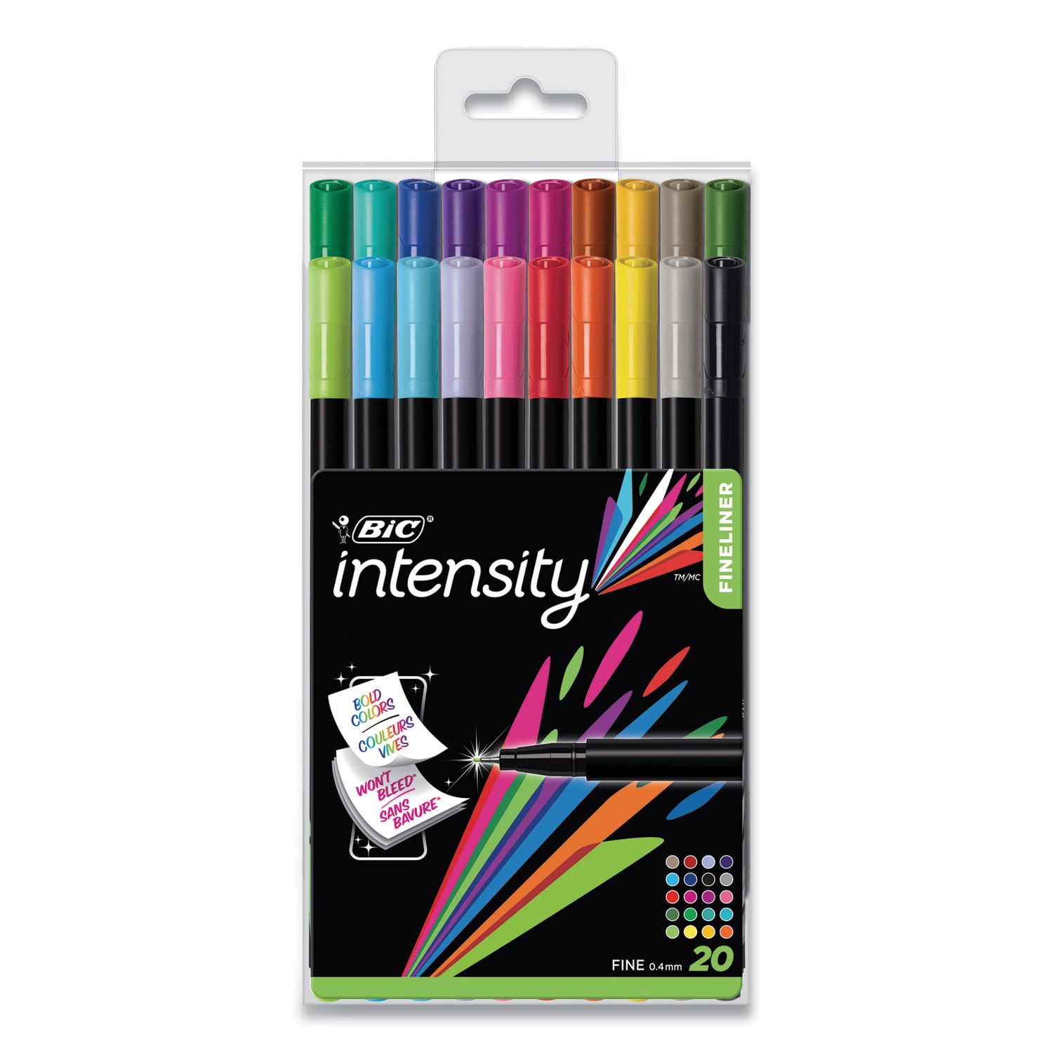 BIC Intensity Stick Porous Point Marker Pen, Assorted Ink