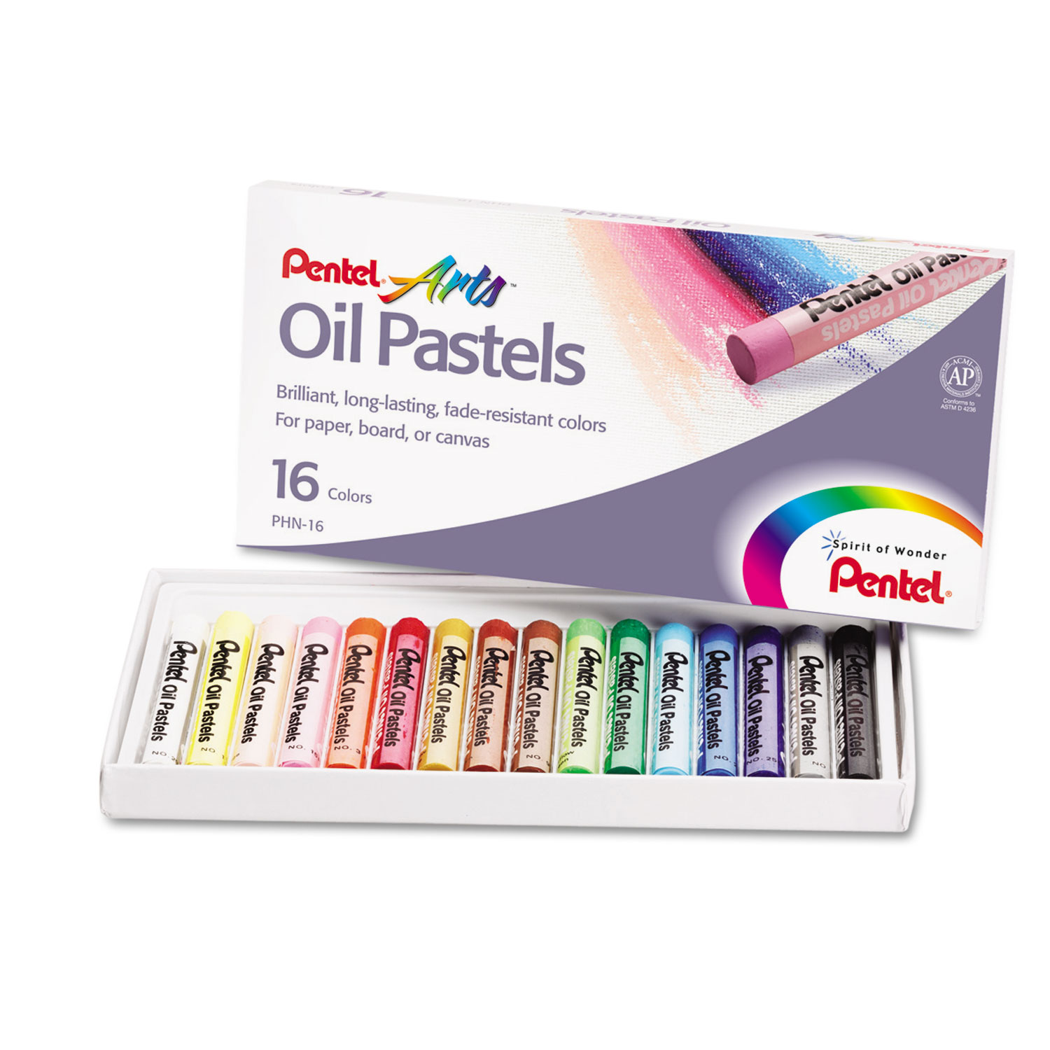 Pentel Oil Pastel Set With Carrying Case,16-Color Set, Assorted