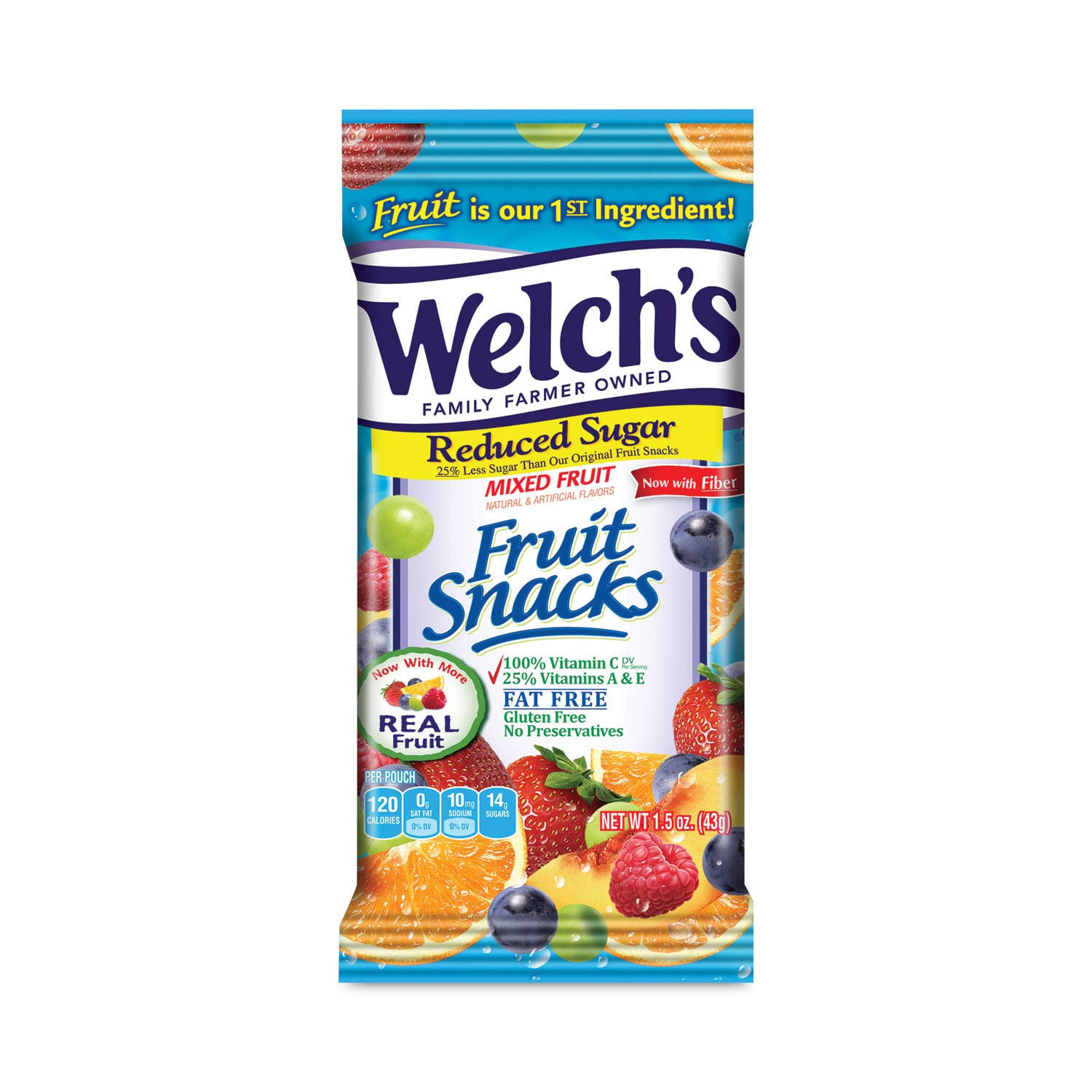 Welch's Reduced Sugar Mixed Fruit Snacks, oz Pouches, 144