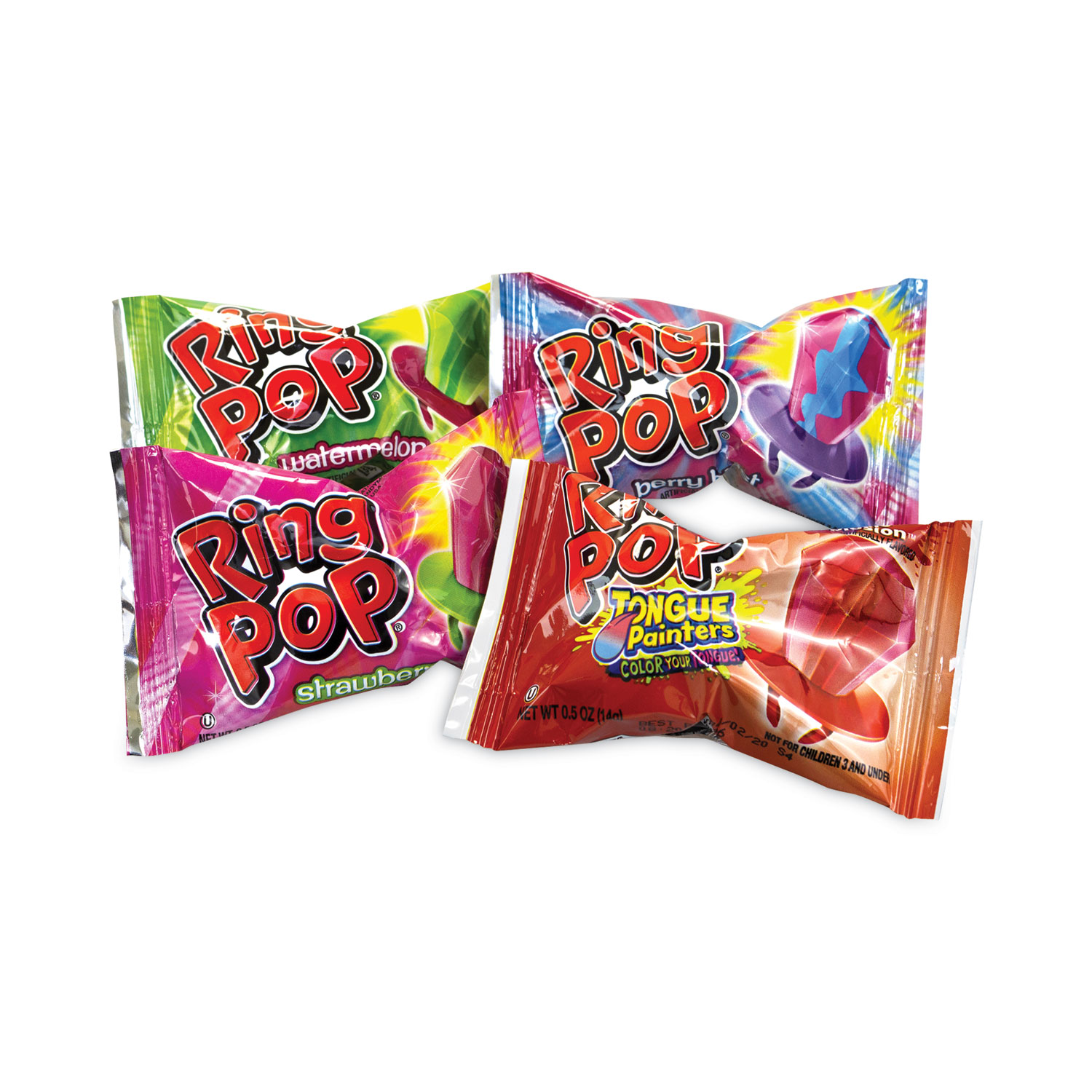 Bazooka Ring Pop Lollipops, Assorted Flavors, 0.5 oz, 40
