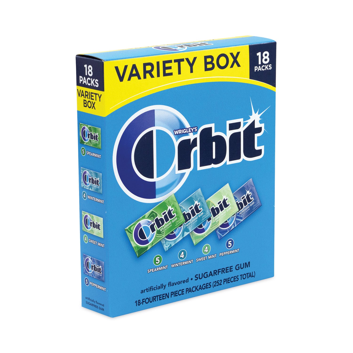 Orbit Sugar-Free Chewing Gum Variety Box, Four Mint Flavors, 14