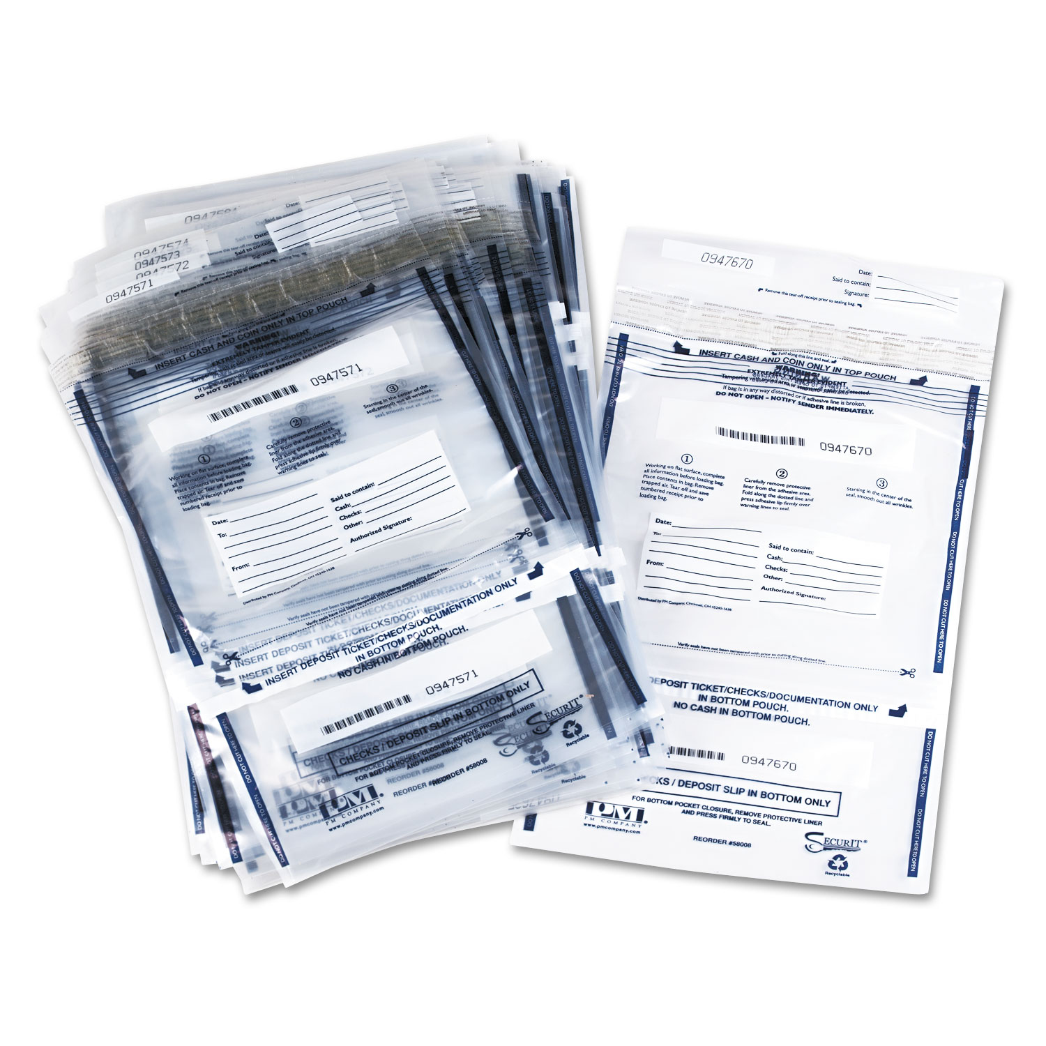 Deposit Bags Security Pocket Bank 9 Inch X 12 Inch (White, 100 Pack