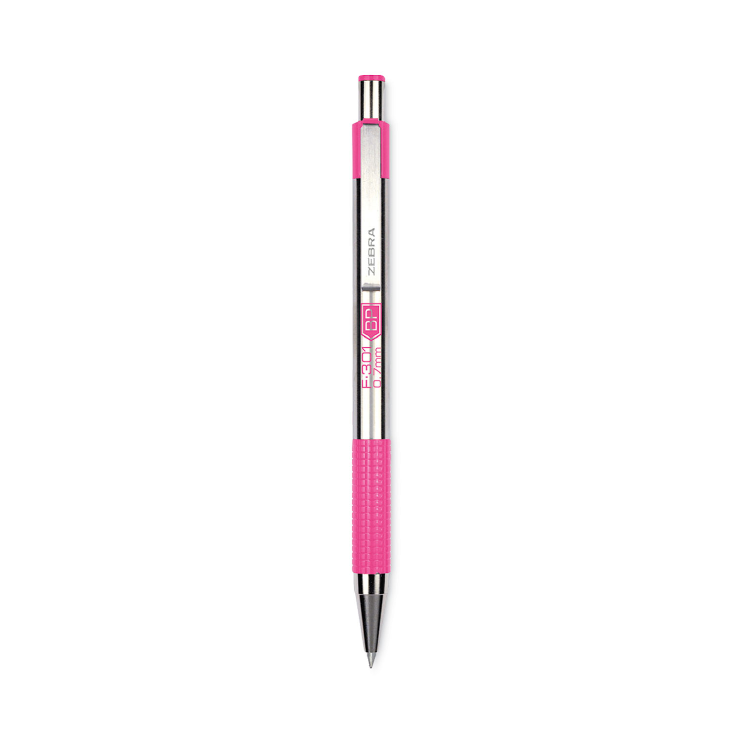 Zebra F-301 Kugelschreiber – Edelstahl, Feine Mine 0,7 Mm, Blaue Tinte, Nachfüllbar, Mit Clip