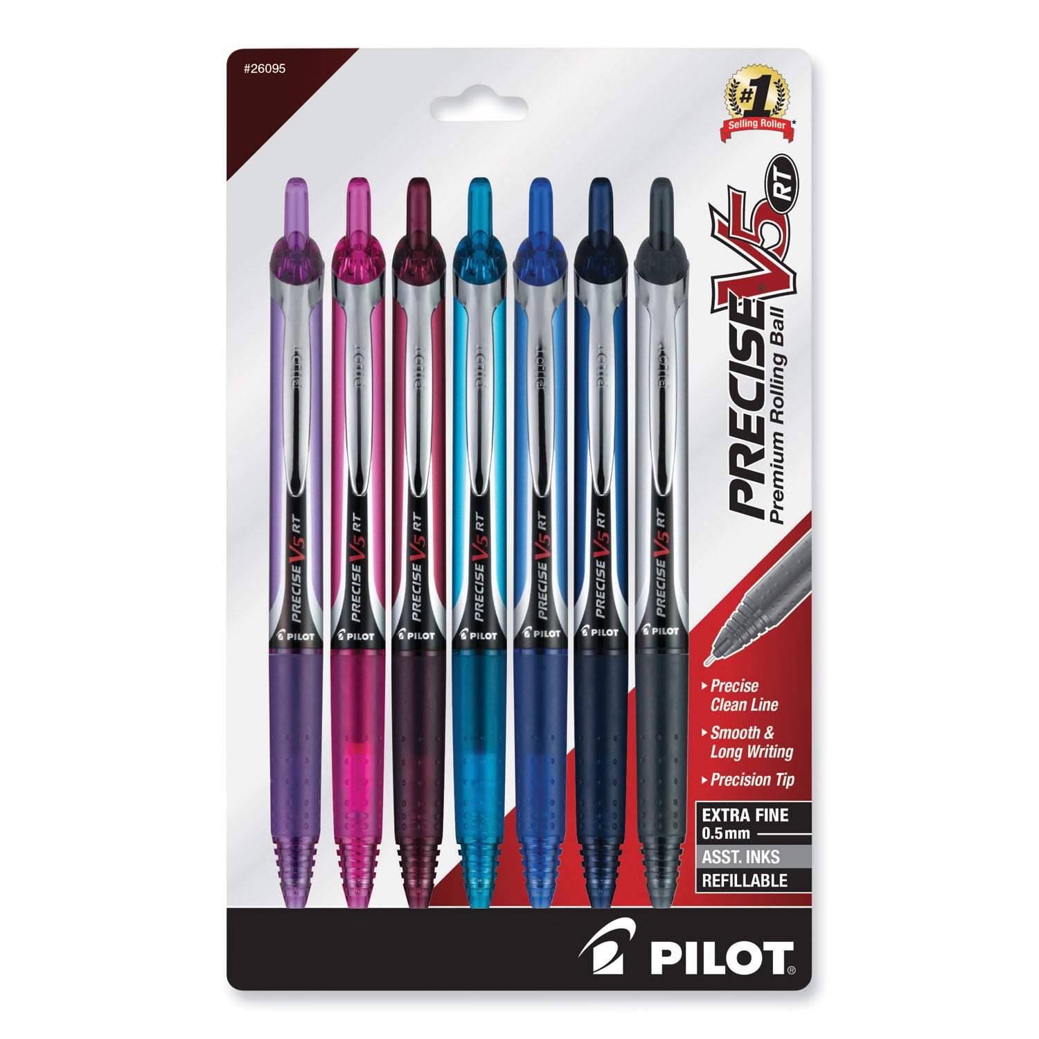 Pilot Precise V5RT Retractable Roller Ball Pen, 0.5mm, Assorted