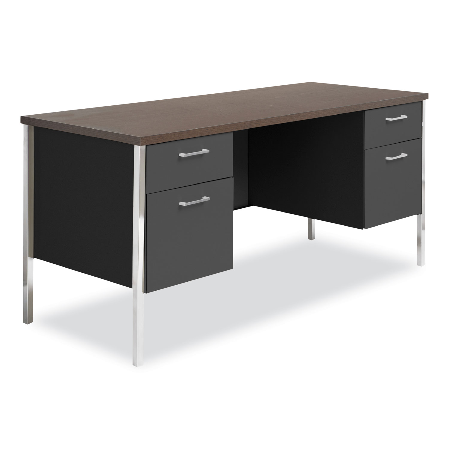 Alera Double Pedestal Steel Credenza, 60w x 24d x 29.5h, Mocha 