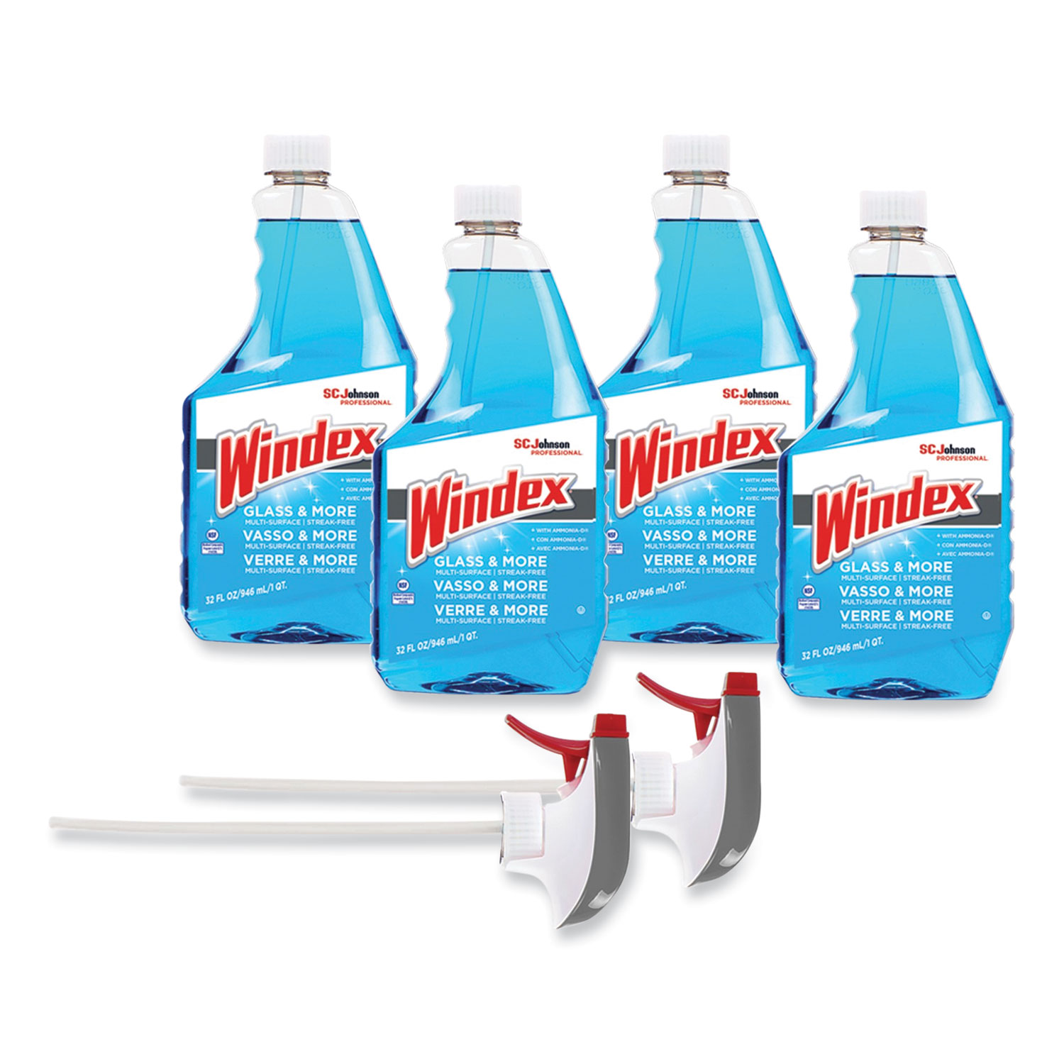 Windex Original Glass Cleaner, Fresh Scent, 32 oz Spray Bottle, 4