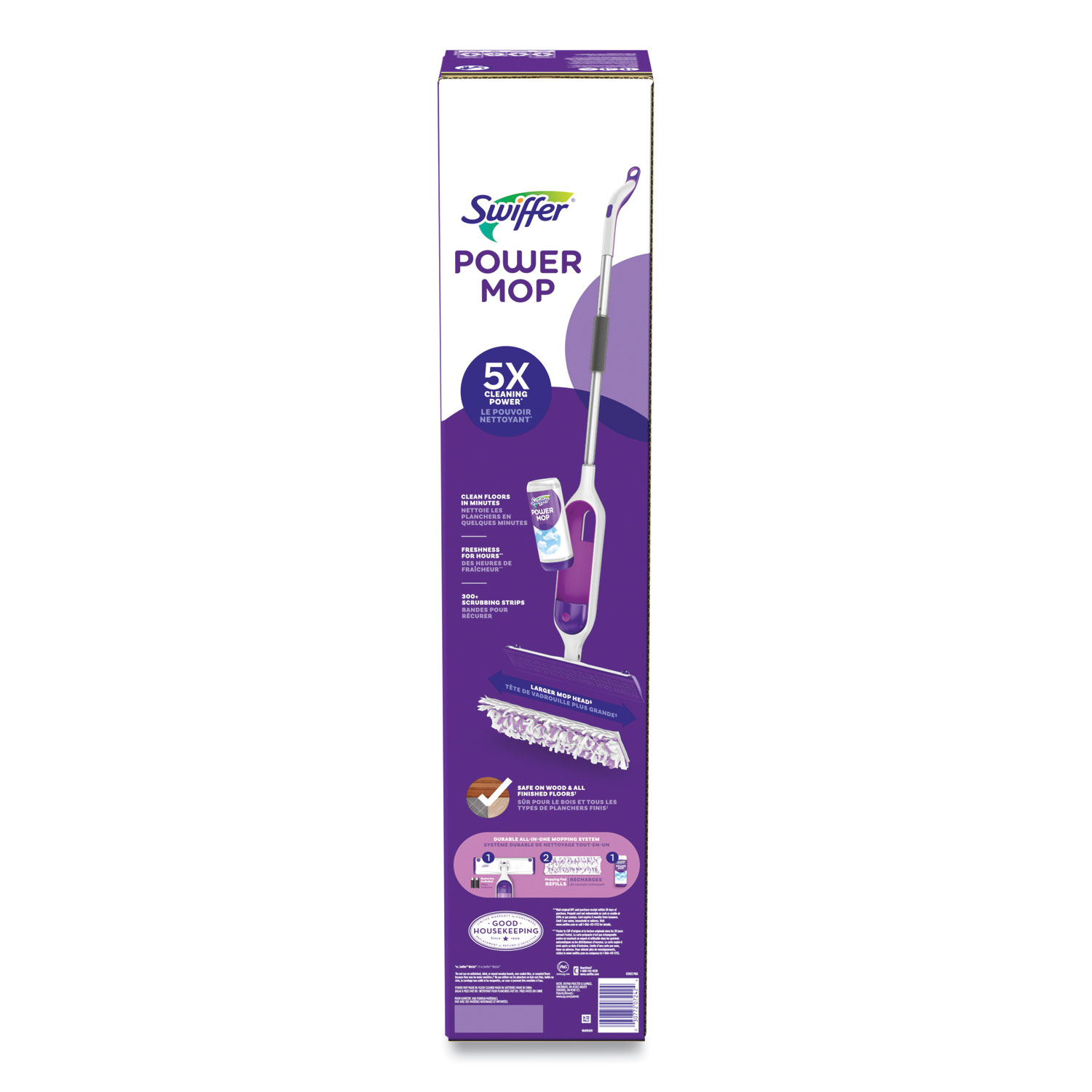 Swiffer PowerMop Starter Kit, 15.4 x 5.3 White/Purple Cloth Head