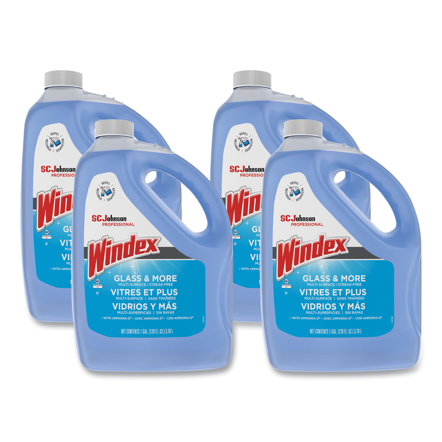 Windex 696503 Glass Cleaner with Ammonia-D, Unscented, 1 Gal., 4