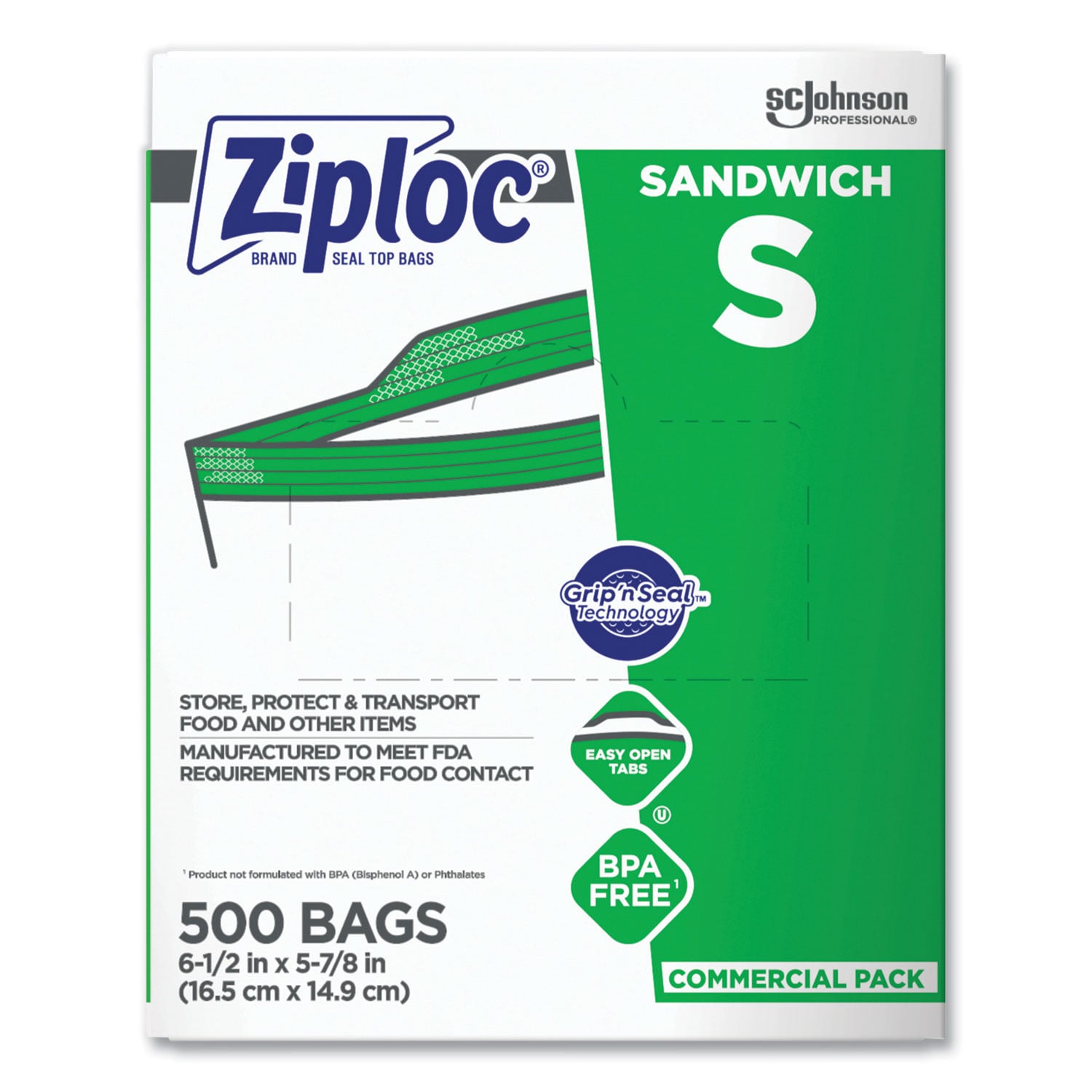 Ziploc Resealable Sandwich Bags, 1.2 mil, 6.5