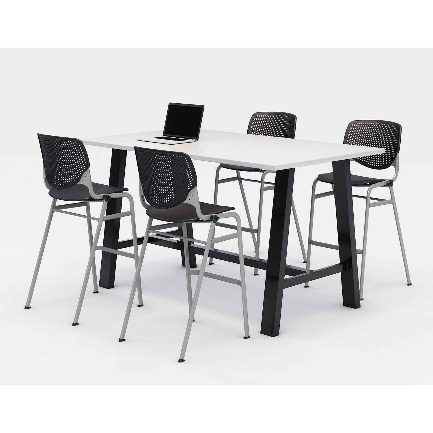 KFI Studios Midtown Bistro Dining Table with Four Black Kool