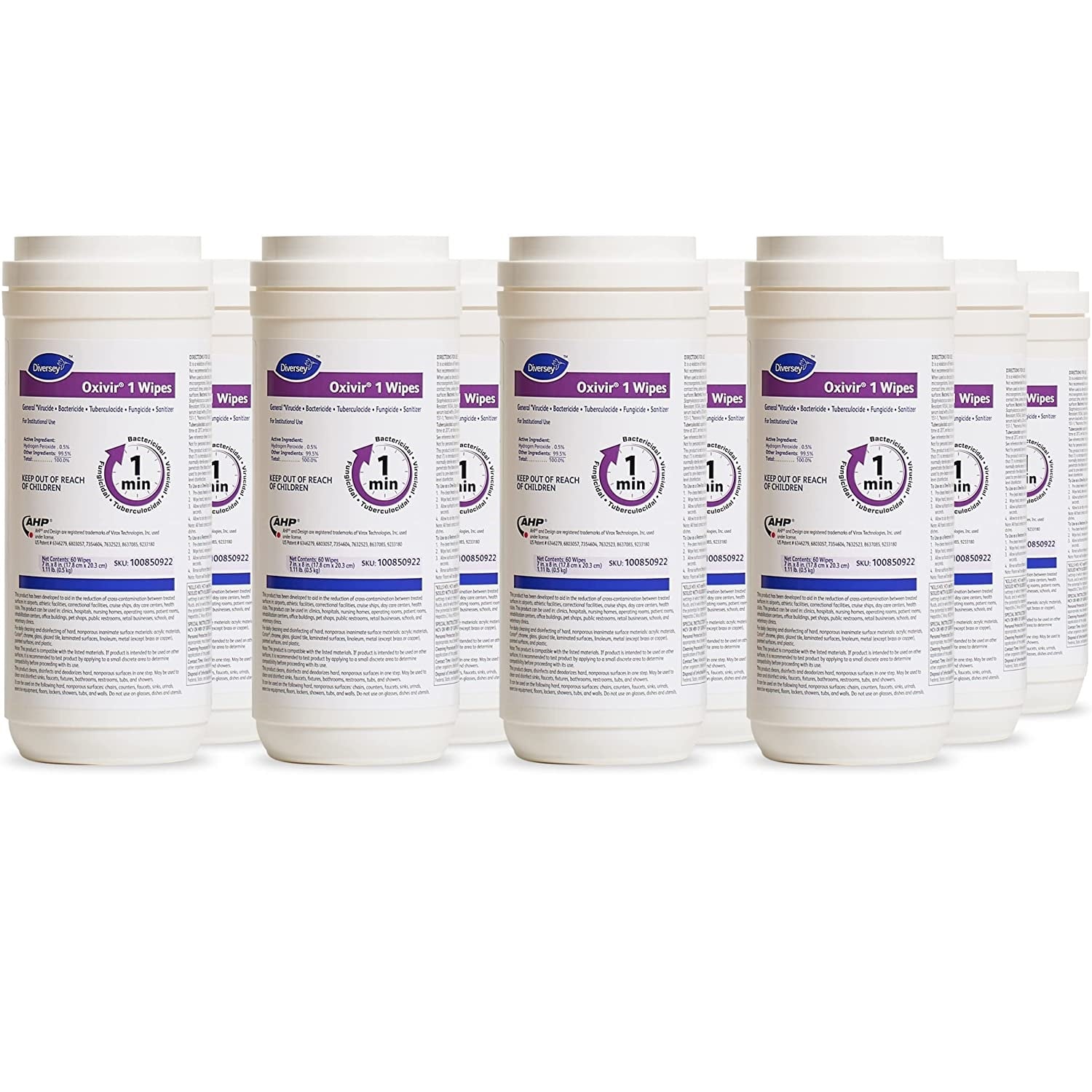 Diversey Oxivir 1 Wipes, 7 x 8, 60/Canister, 12/Carton